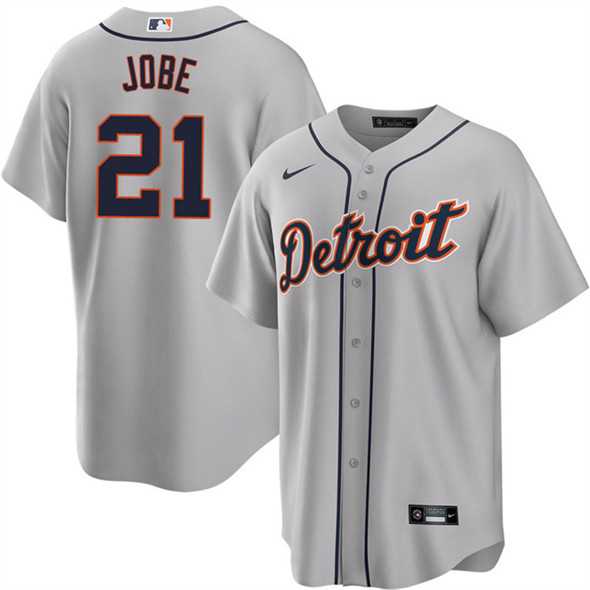 Mens Detroit Tigers #21 Jackson Jobe Gray Cool Base Stitched Jersey Dzhi